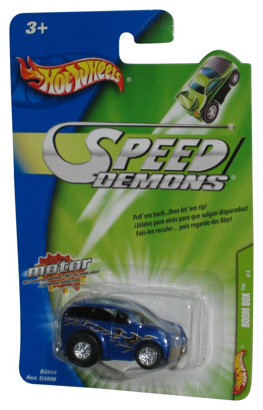 Hot Wheels Speed Demons (2003) Pull Back Blue Boom Box Toy Car