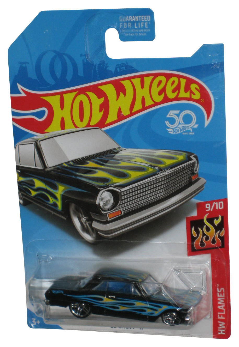 Hot Wheels HW Flames 9/10 (2017) Black '63 Chevy II T oy Car - (Kroger Exclusive)