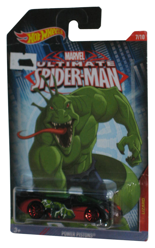 Hot Wheels Marvel Ultimate Spider-Man (2014) Lizard Green Power Pistons Toy Car 7/10 - (Card Wear)