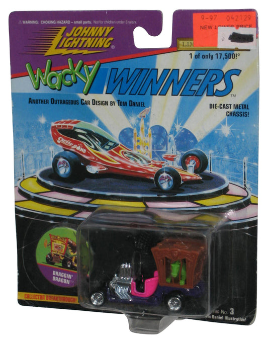 Johnny Lightning Wacky Winners (1996) Purple & Pink Draggin' Dragon Toy Car - (Card Wear)