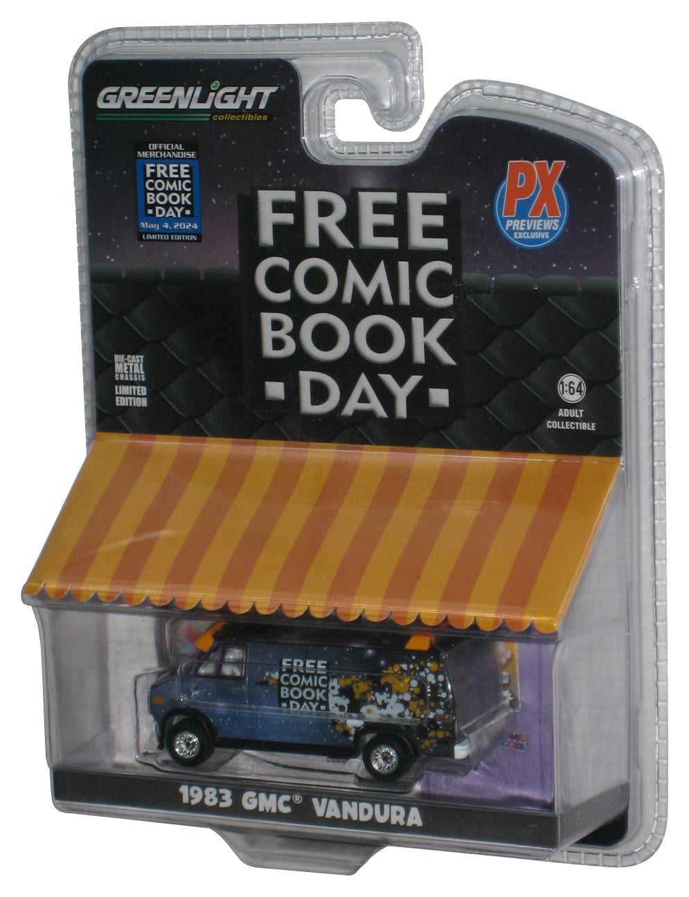Greenlight Free Comic Book Day Blue 1983GMC Vandura Toy - (May 4 2024 PX Previews Exclusive)