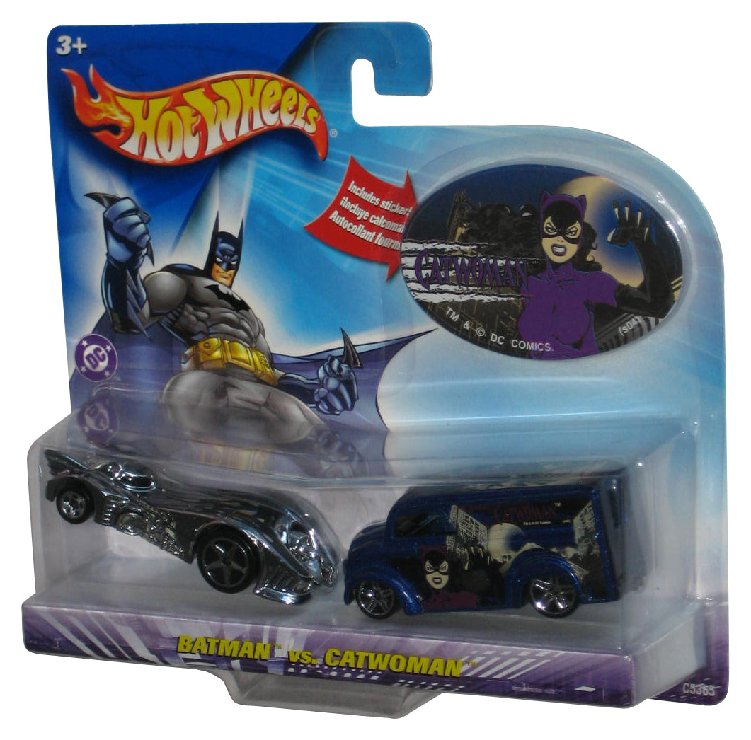 Hot Wheels DC Comics Batman Silver Batmobile vs. Catwoman (2003) Blue Toy Car 2-Pack w/ Sticker