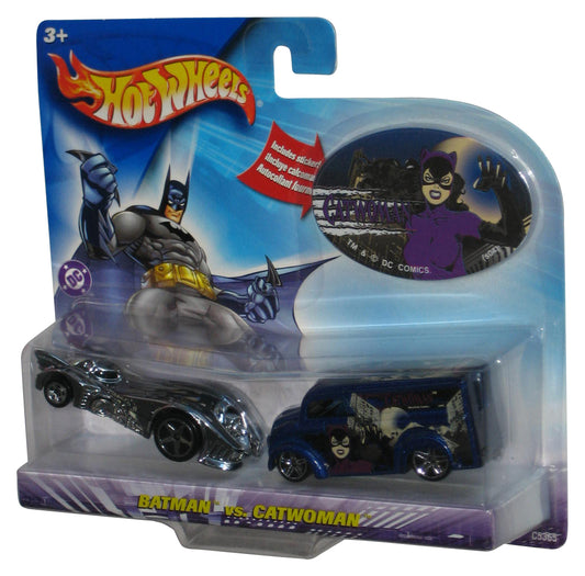 Hot Wheels DC Comics Batman Silver Batmobile vs. Catwoman (2003) Blue Toy Car 2-Pack w/ Sticker