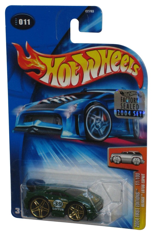 Hot Wheels 2004 First Editions 11/100 (2004) Black Blings Lotus Esprit Green Car #011 - (Factory Sealed Sticker)