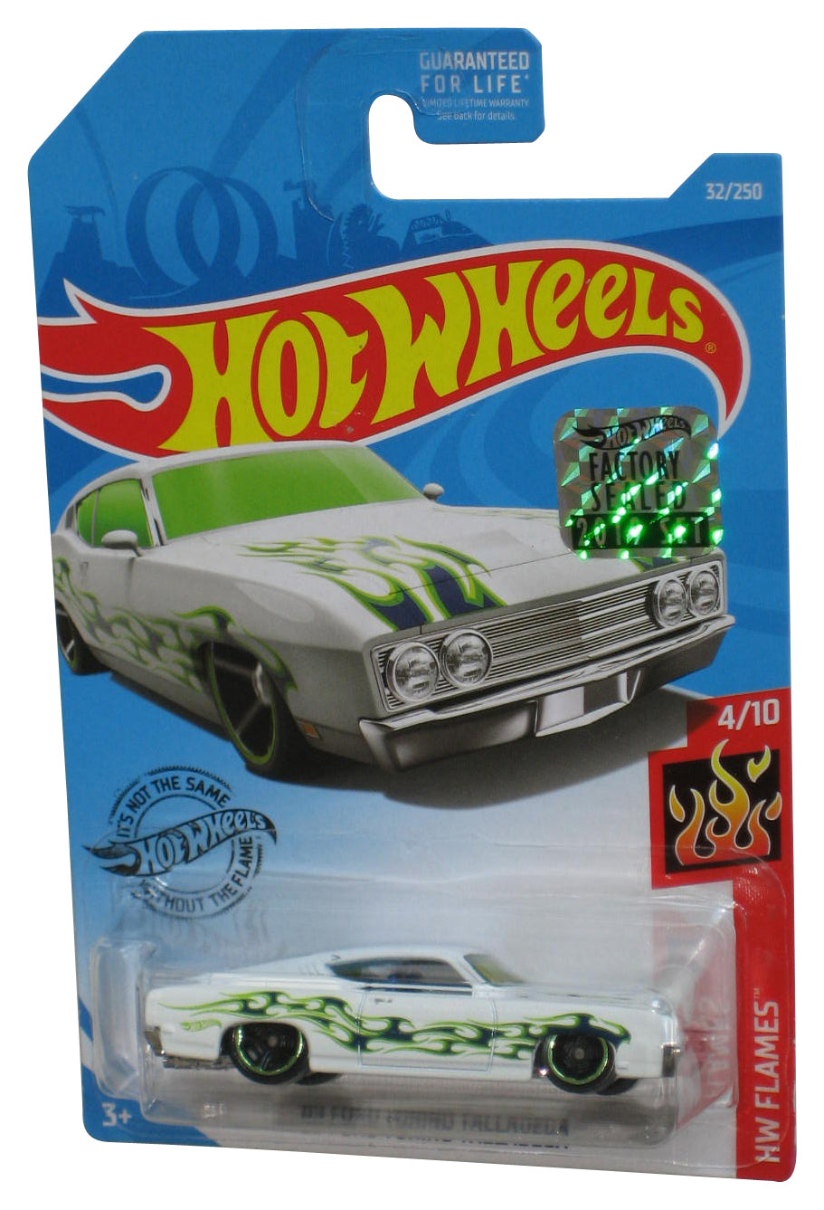 Hot Wheels '69 Ford Torino Talladega (2017) HW Flames 4/10 White Car 32/250 - (Factory Sealed Sticker)