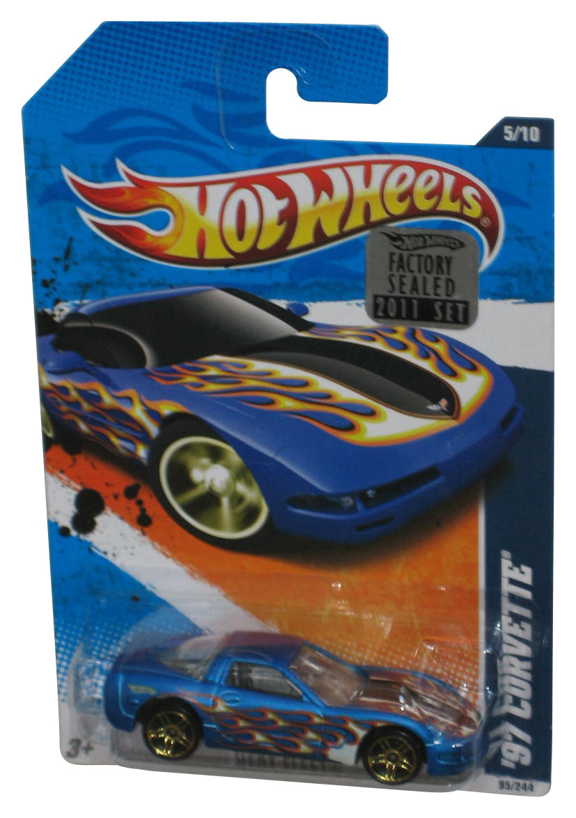 Hot Wheels Heat Fleet Blue '97 Corvette (2010) Die-Cast Toy Car 95/244 - (Factory Sealed Sticker)