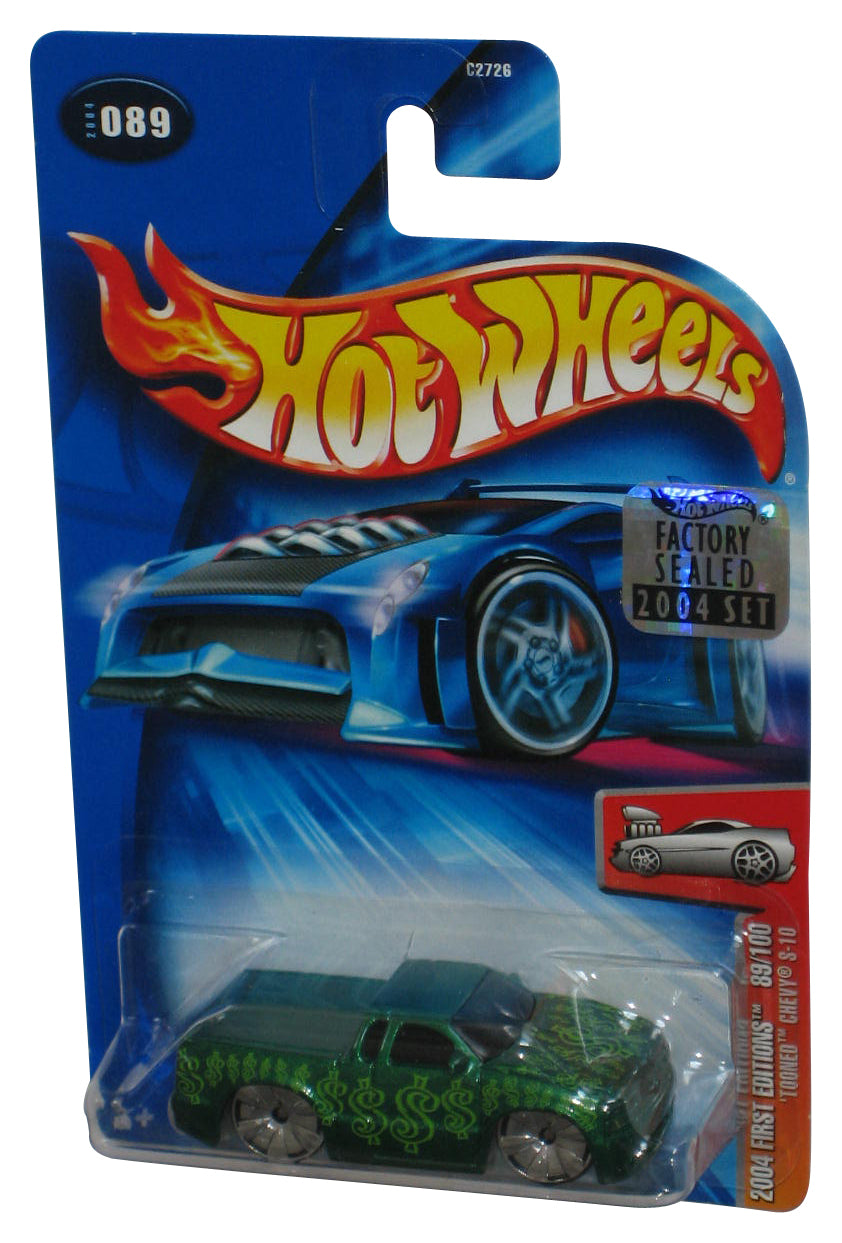 Hot Wheels 2004 First Editions 89/100 (2004) Green Tooned Chevy S-10 Toy Car #089 - (Factory Sealed Sticker)