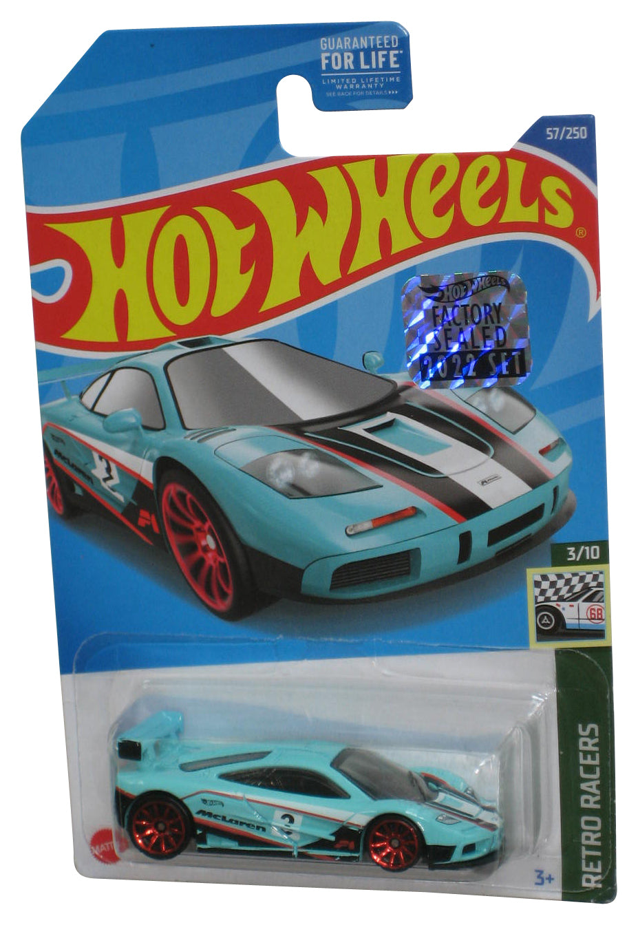 Hot Wheels McLaren F1 GTR Retro Racers 3/10 (2021) Blue Turquoise Toy Car 57/250 - (Factory Sealed Sticker)