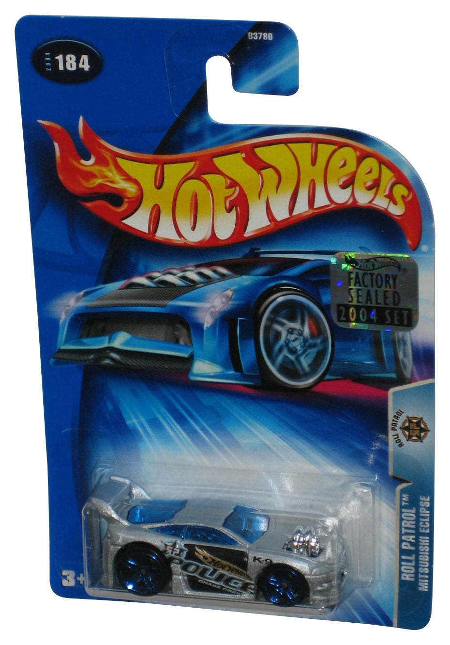 Hot Wheels Roll Patrol Mitsubishi Eclipse (2004) Silver Toy Car #184 - (Factory Sealed Sticker)