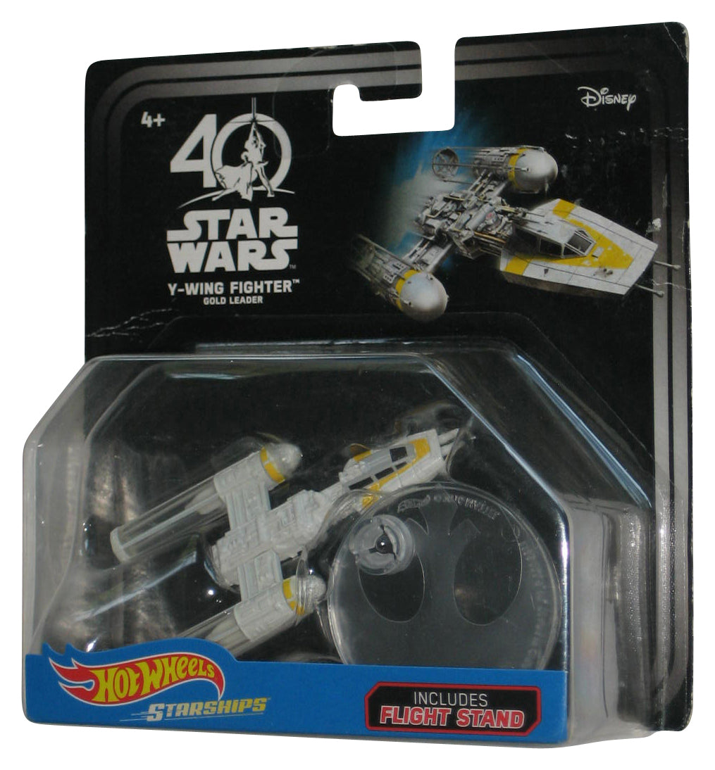 Star Wars Hot Wheels 40th Anniversary (2016) Y-Wing Fighter Gold Leader Starships Vehicle Toy - (Card Wear)