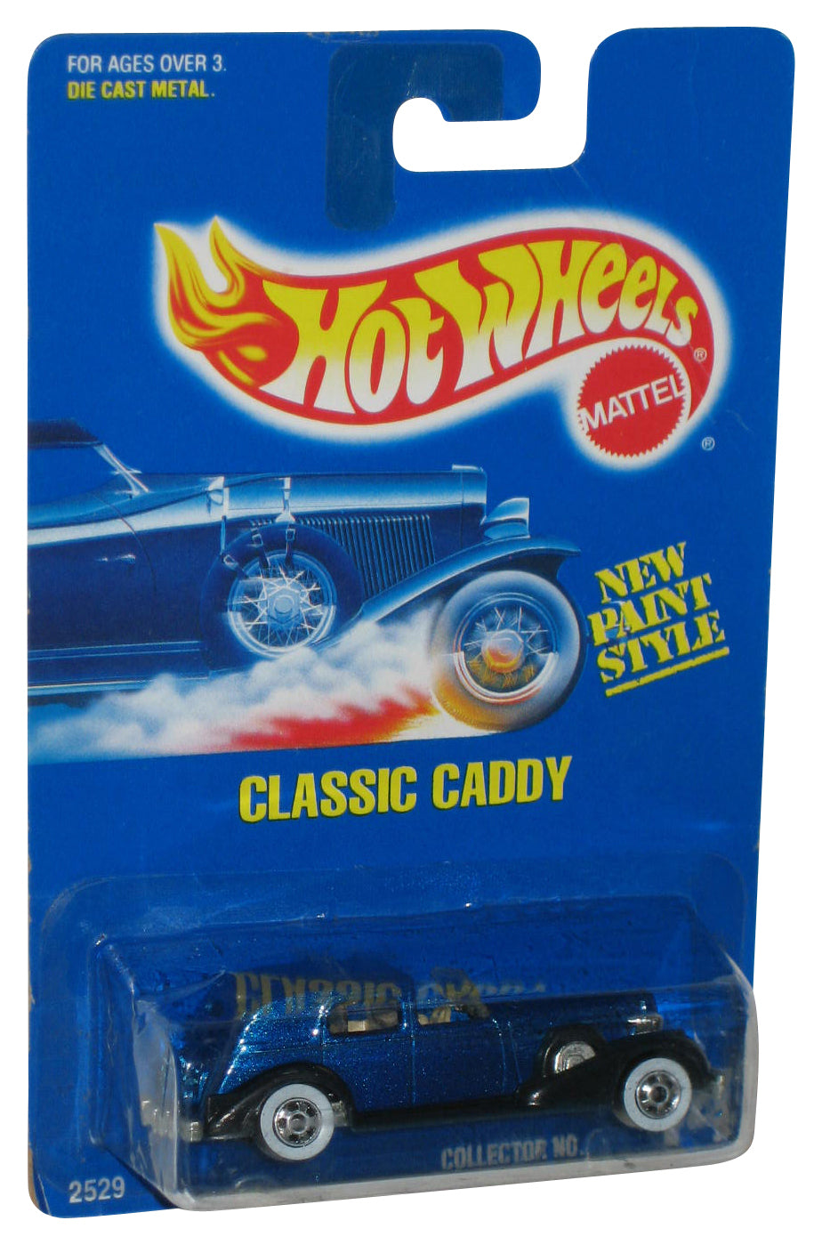 Hot Wheels Classic Caddy New Paint Style (1991) Blue Toy Car #44 - (Card Shelf Wear)