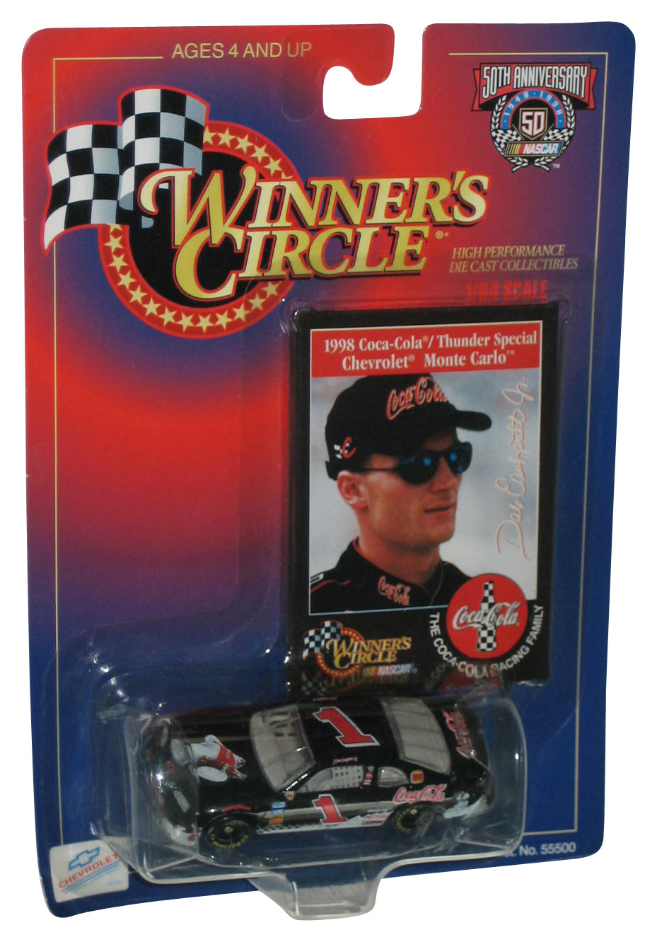 Nascar Winner's Circle 50th 1998 Coca-Cola Thunder Special Chevrolet Monte Carlo Black Toy Car