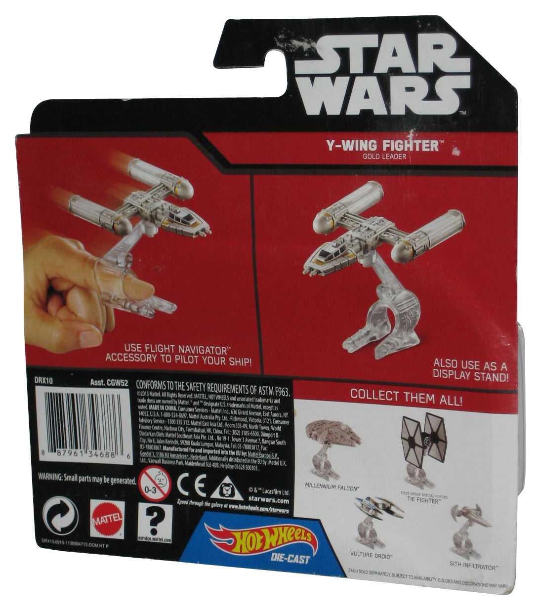 Star Wars Force Y-Wing Fighter Gold Leader Starships Toy Vehicle - (Card Price Sticker Residue)
