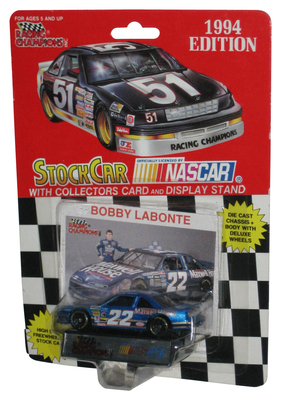 Nascar Racing Champions (1994) Blue Bobby Labonte Toy Car w/ Display Stand