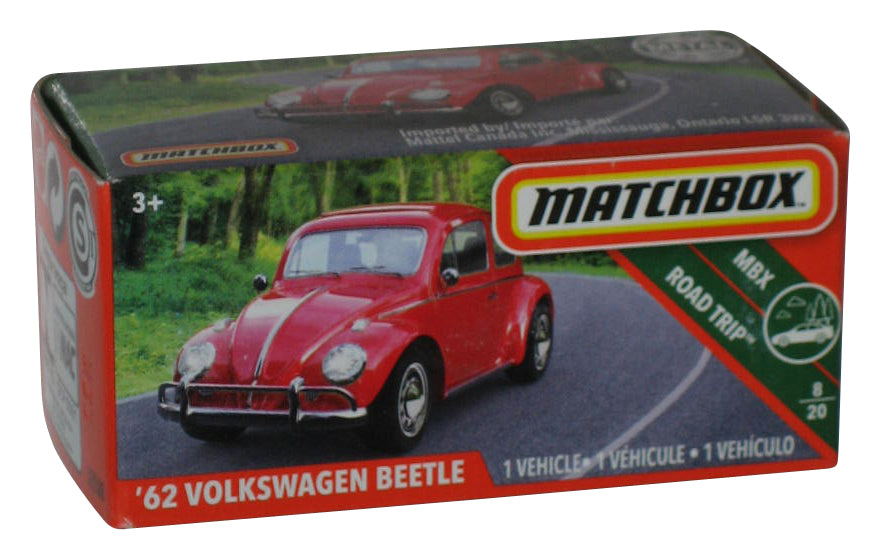 Matchbox MBX Road Trip 8/20 (2019) Red '62 Volkswagen Beetle Power Grabs Box Toy Car 12/100