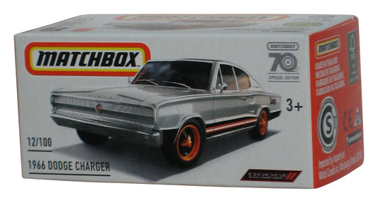Matchbox Silver 1966 Dodge Charger (2022) Power Grabs Box Toy Car 12/100