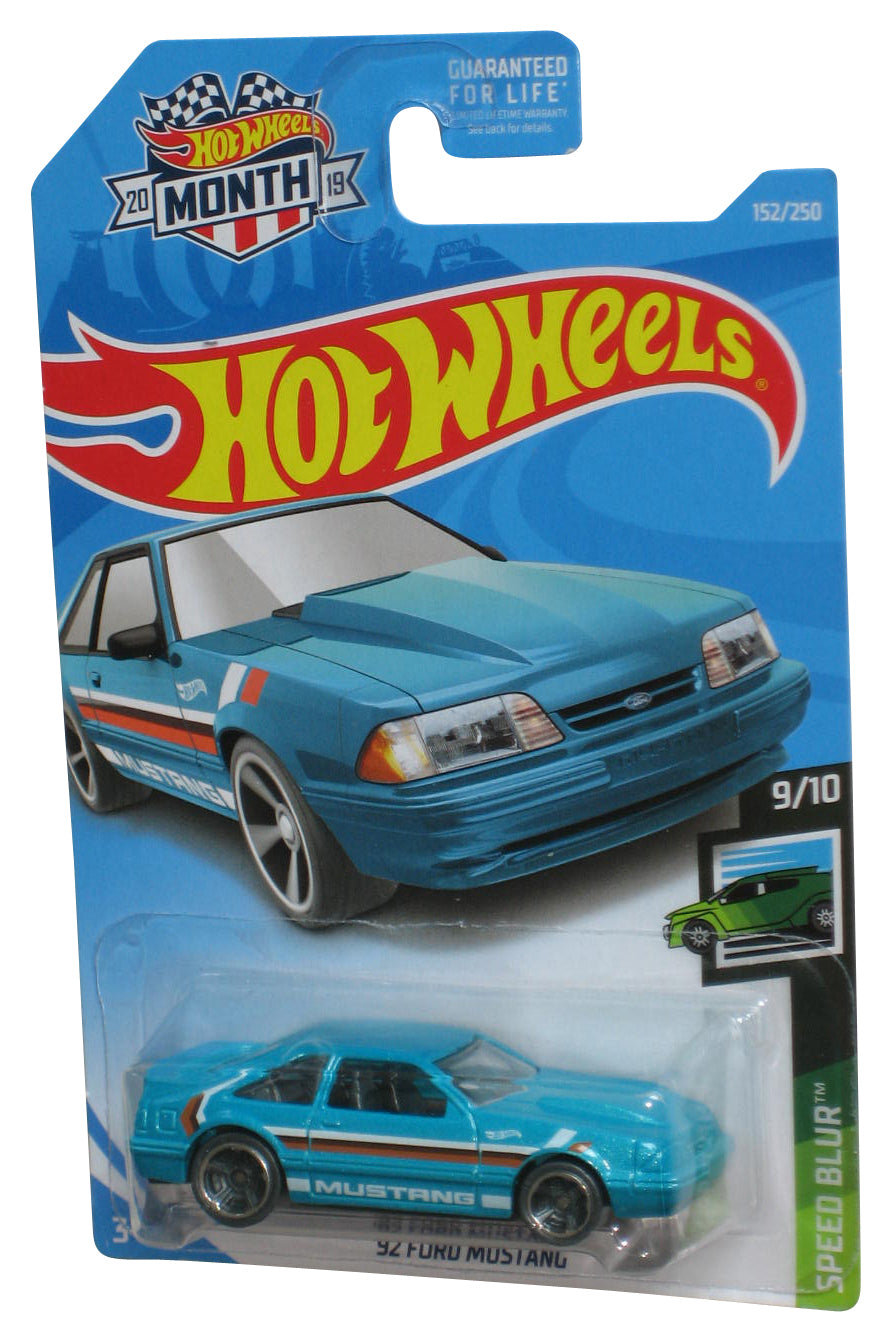 Hot Wheels Speed Blur 9/10 (2019) Blue '92 Ford Mustang Car Toy 152/250 - (Month Card)