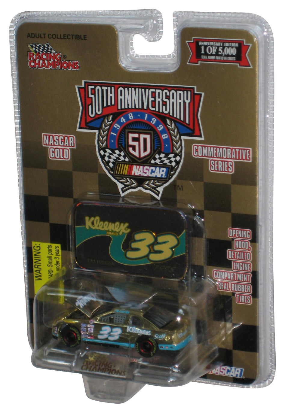 Nascar Racing Champions (1998) Gold Kellenex 1:64 Commemorative Toy Car #33