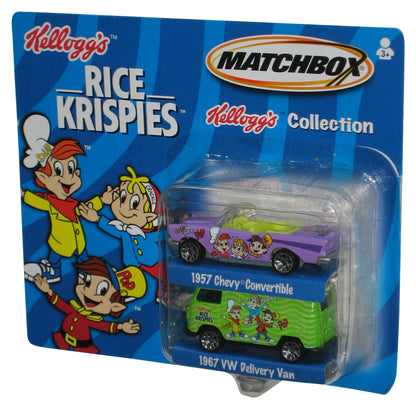Matchbox Kellogg's (2001) Rise Krispies Toy Car 2-Pack - (Purple 1957 Chevy Convertible & 1967 VW Delivery Van)