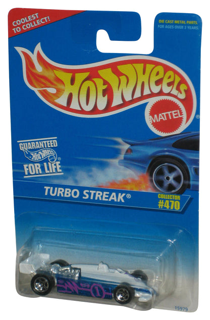 Hot Wheels Turbo Streak (1996) Blue & White w/ Purple Toy Race Car #470