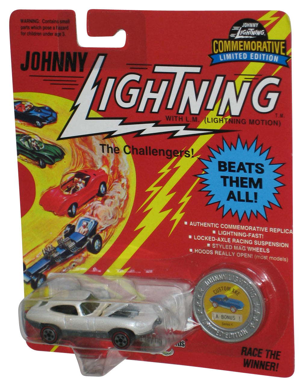 Johnny Lightning The Challengers (1993) White A Bonus Series K Custom XKE Toy Car