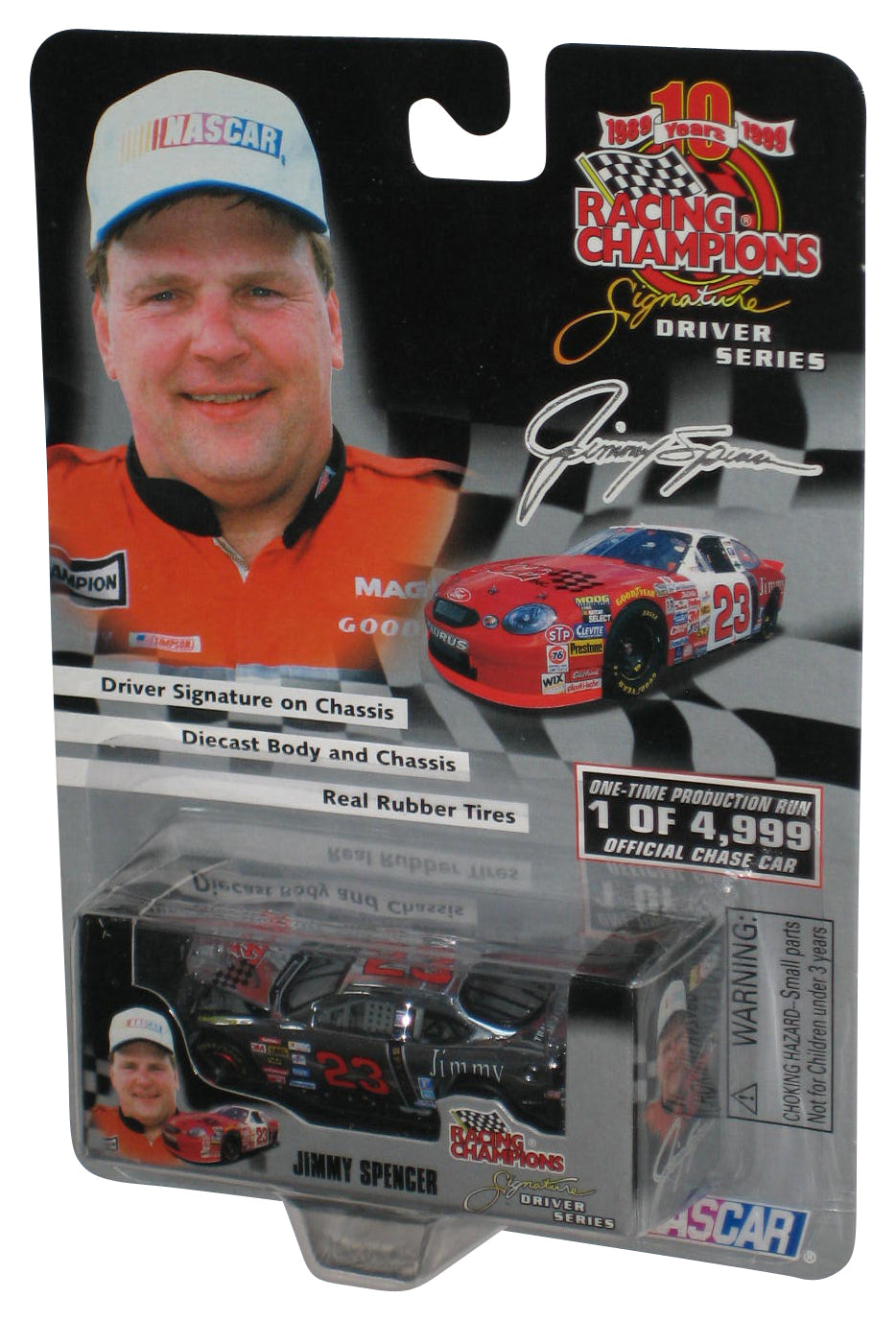 Nascar Racing Champions (1999) Signature Driver Series Jimmy Spencer Silver Chrome Toy Car