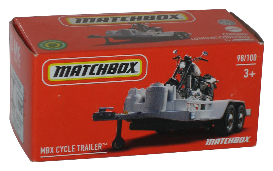 Matchbox MBX Cycle Trailer (2022) White Power Grabs Box Toy 98/100