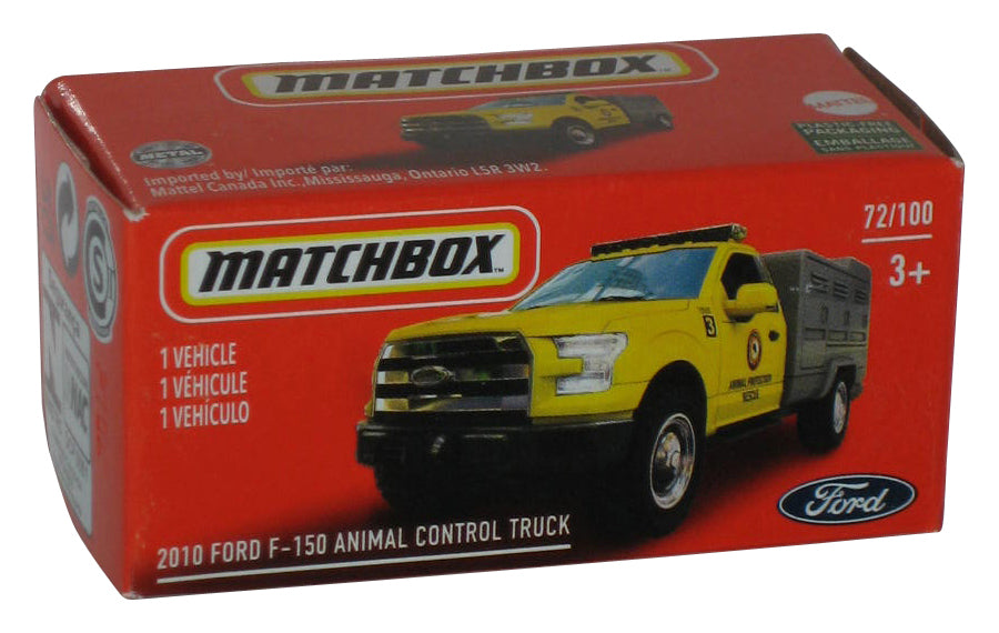 Matchbox Yellow & Gray 2010 Ford F-150 Animal Control Truck Power Grabs Box Toy 72/100