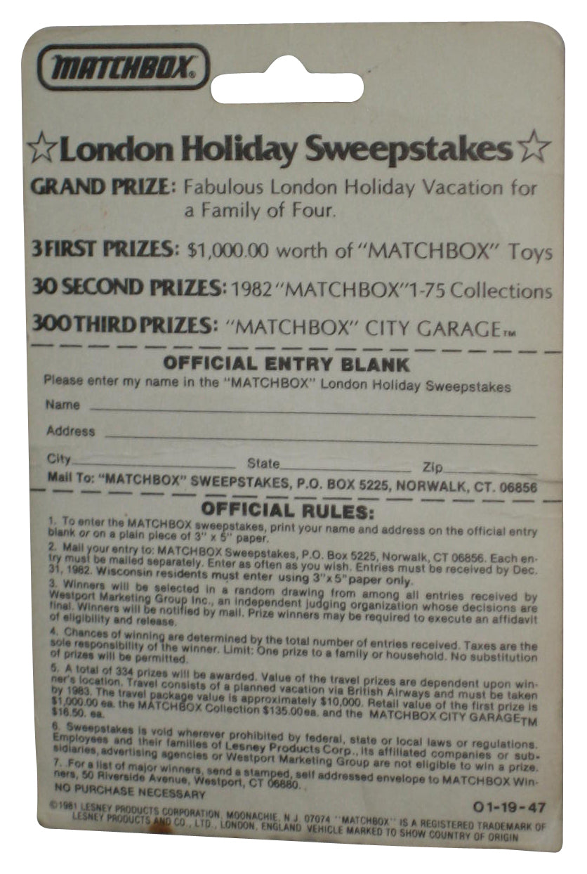 Matchbox Red Ferrari (1981) Lesney No. 70 Toy Car - (London Holiday Card)