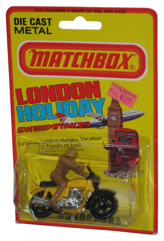 Matchbox Hondorora (1981) Lesney No. 18 Yellow Motorcycle Toy - (London Holiday Card)
