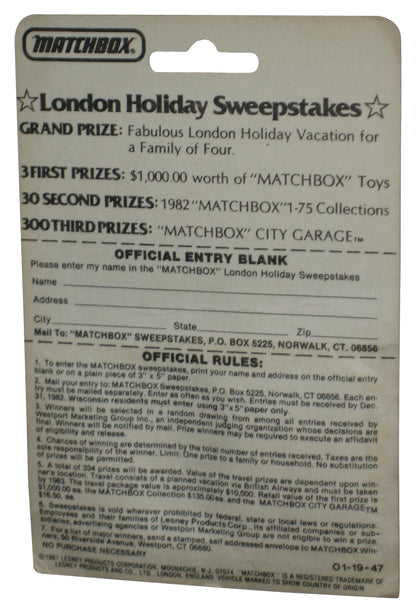 Matchbox Hondorora (1981) Lesney No. 18 Yellow Motorcycle Toy - (London Holiday Card)