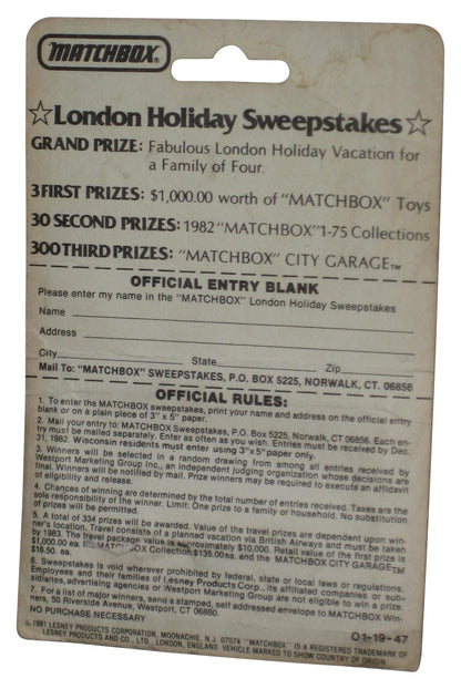 Matchbox Midnight Magic (1981) Lesney No. 51 Silver & Black Toy Car - (London Holiday Card)