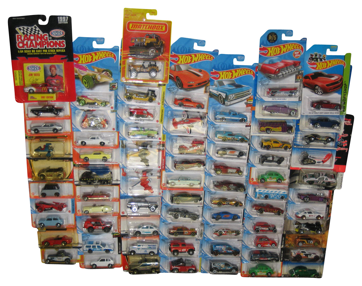 Hot Wheels & Matchbox Mattel Die-Cast Mixed Collection -- (Lot of 73 Toy Cars)