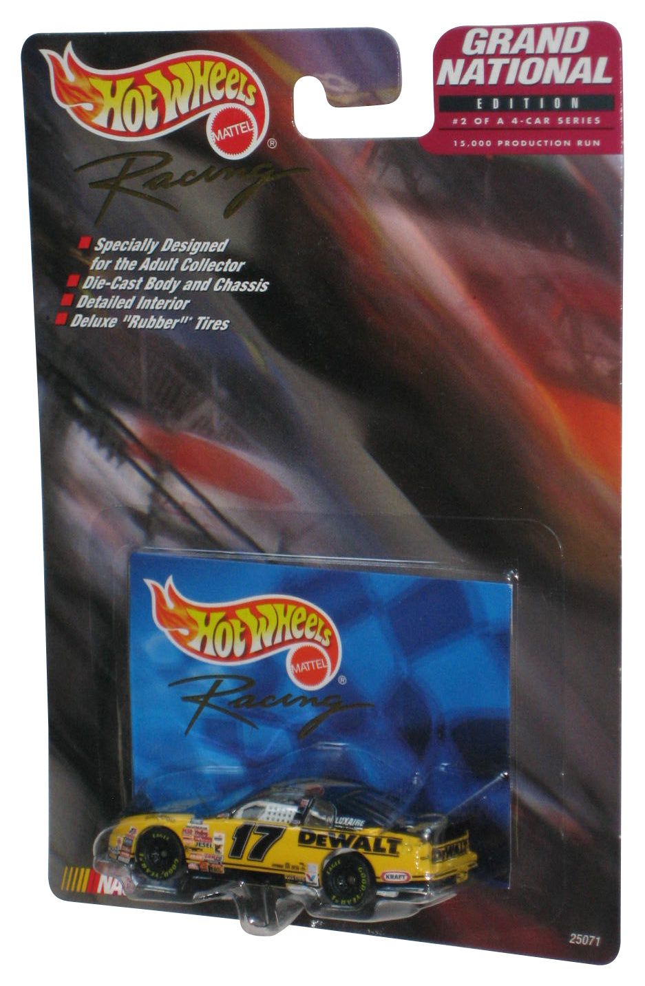 Hot Wheels Racing Nascar (1999) Grand Prix National Yellow Matt Kenseth Reiser Monte Carlo DeWalt Toy Car #17