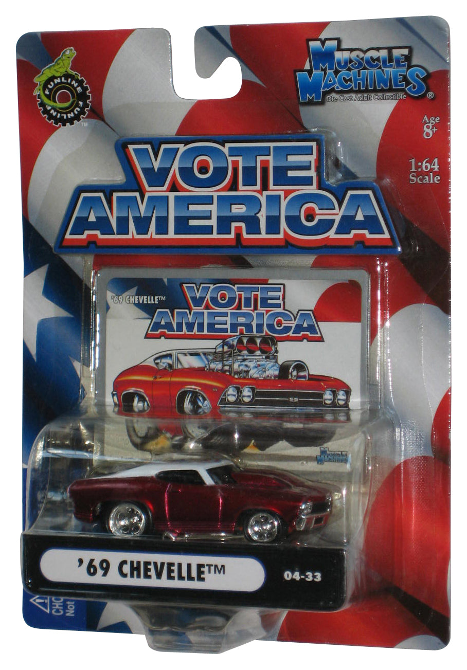 Muscle Machines Vote America '69 Chevelle (2004) Funline Red Toy Car 04-33