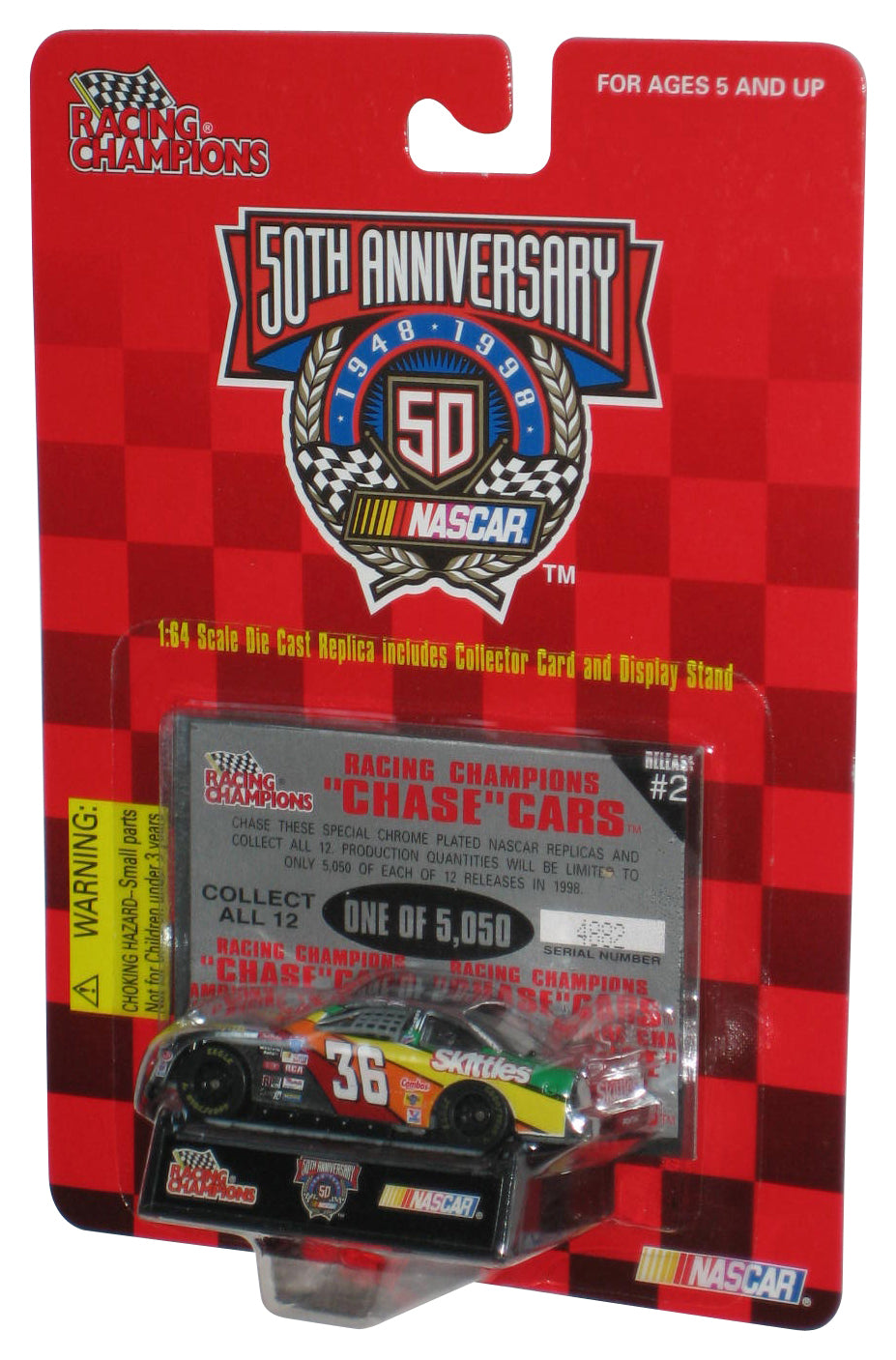 Nascar Racing Champions (1998) 50th Skittles Chase Release #2 Chrome Plated Toy Car