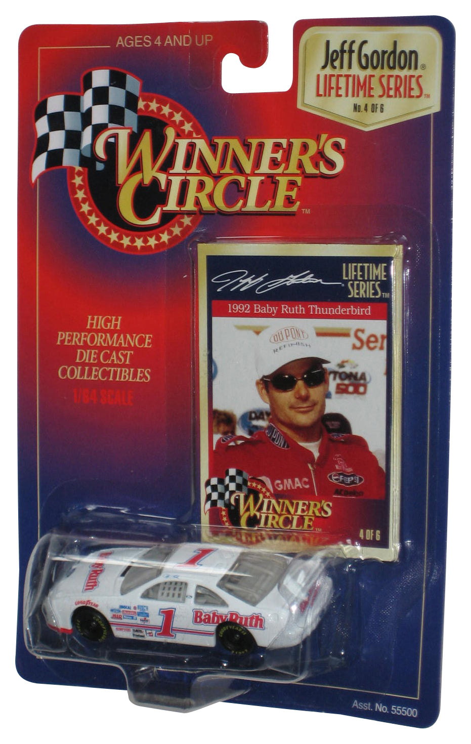 Winner's Circle Jeff Gordon Lifetime Series (1997) Kenner White 1992 Baby Ruth Thunderbird Toy Car 4/6