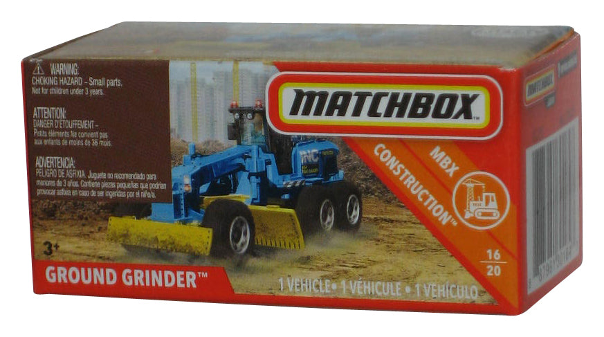Matchbox MBX Construction 16/20 (2018) Power Grabs Box Blue & Yellow Ground Grinder Toy 39/100