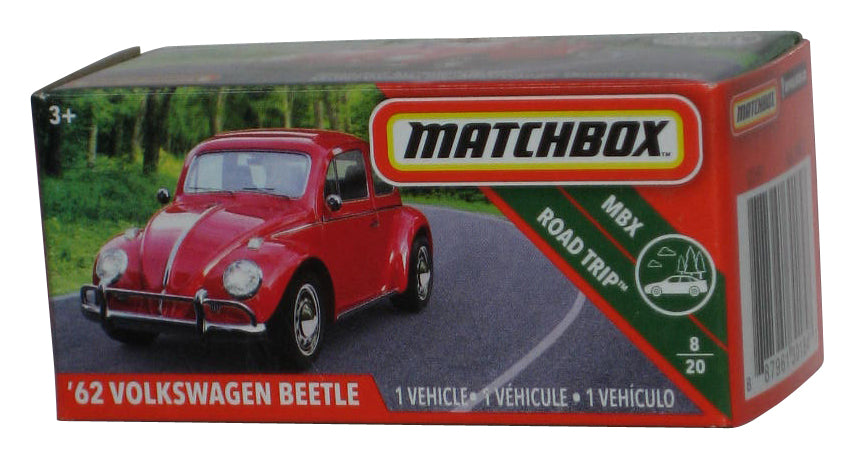 Matchbox MBX Road Trip 8/20 (2019) Power Grabs Box Red '62 Volkswagen Beetle Toy Car 12/100