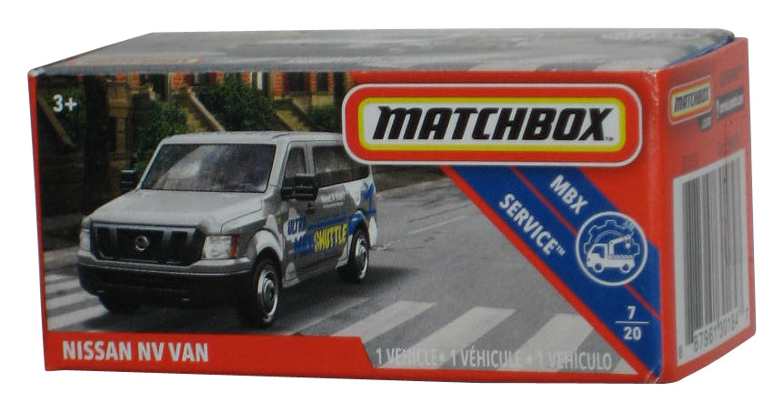 Matchbox MBX Service 7/20 (2018) Power Grabs Box Silver Ultra Shuttle Nissan NV Van 84/100