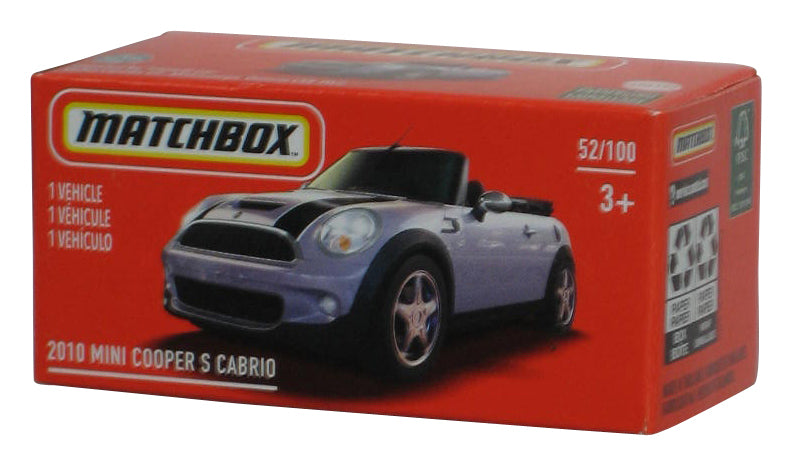 Matchbox 2010 Mini Cooper S Cabrio (2020) Power Grabs Box Purple Toy Car 52/100