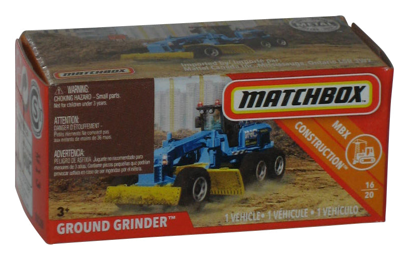 Matchbox MBX Construction 16/20 (2018) Power Grabs Box Blue & Yellow Ground Grinder Toy 39/100