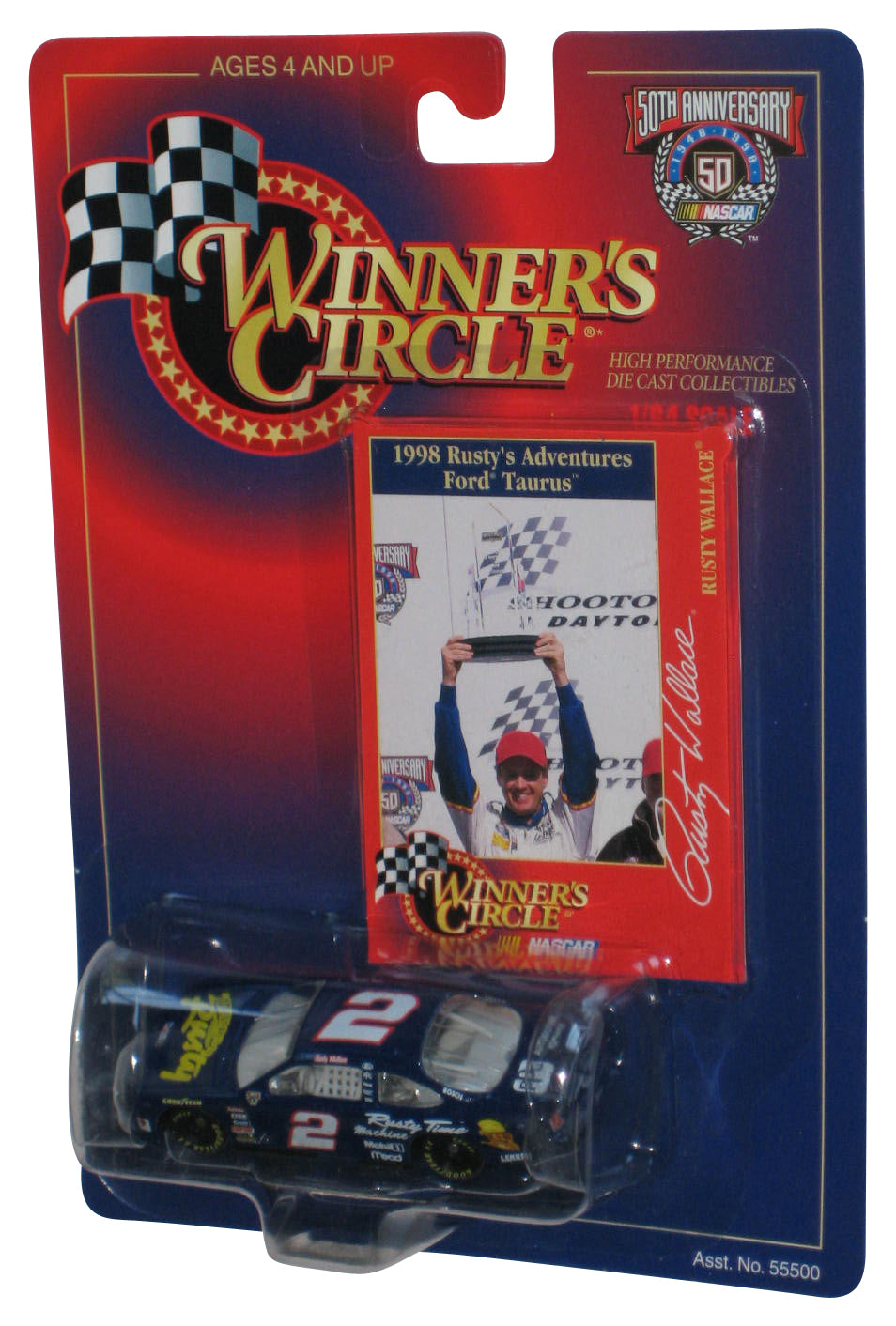 Nascar Winner's Circle 1998 Rusty's Adventure Ford Taurus Blue Toy Car