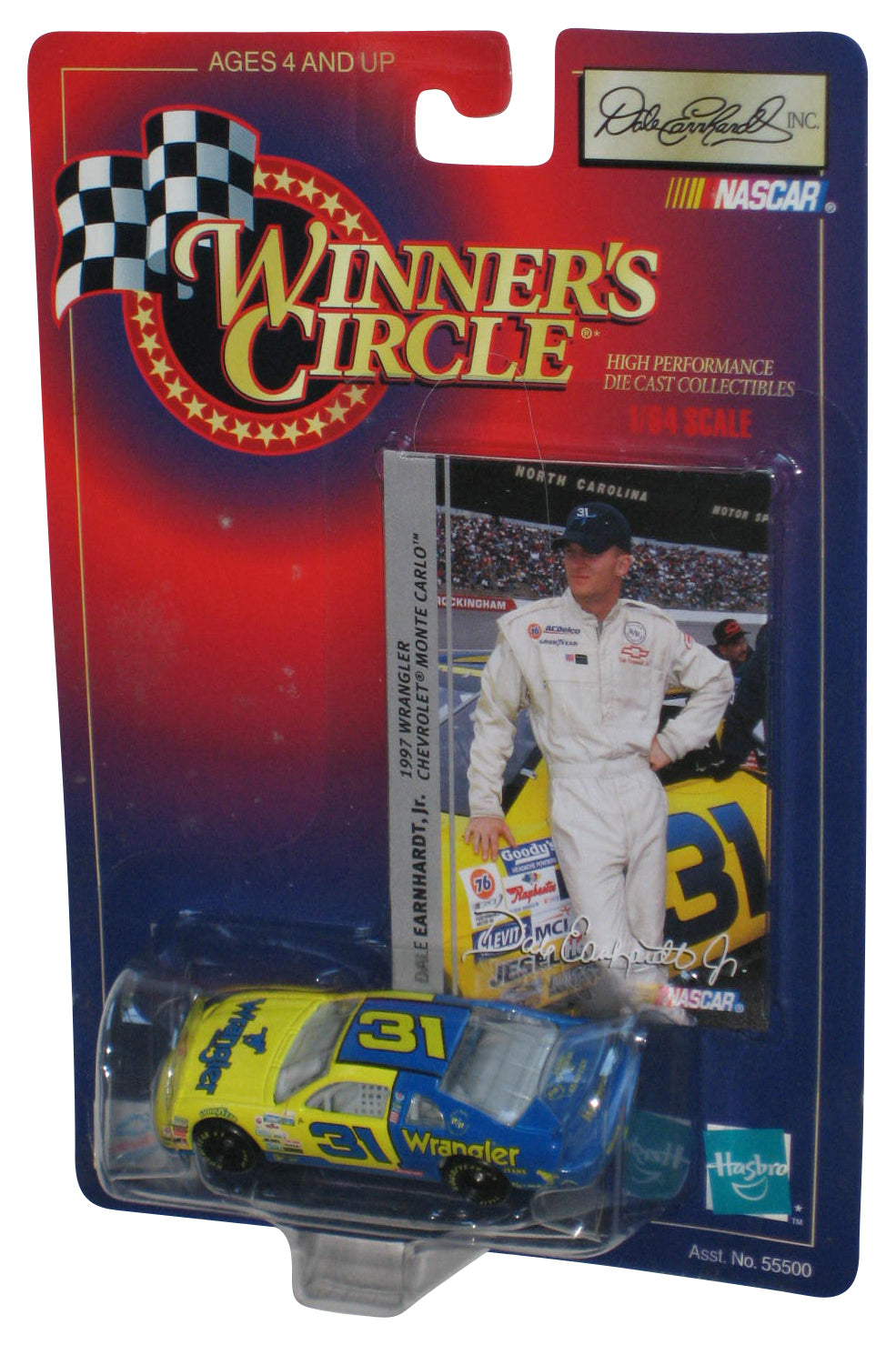 Winner's Circle Nascar 1997 Wrangler Chevrolet Monte Carlo Dale Earnhardt Yellow & Blue Toy Car #31