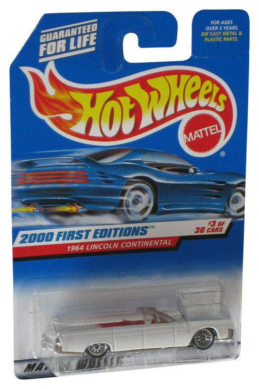 Hot Wheels 2000 First Editions 3/36 White 1964 Lincoln Continental Toy Car #063 - (Card Small Crease)