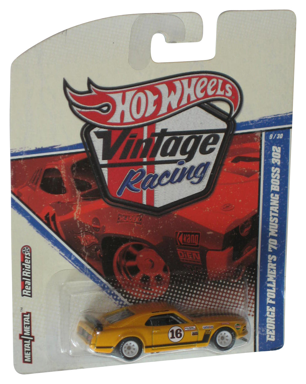 Hot Wheels Vintage Racing (2010) Yellow Geroge Follmer's '60 Mustang Boss 302 Real Riders Toy Car 9/30
