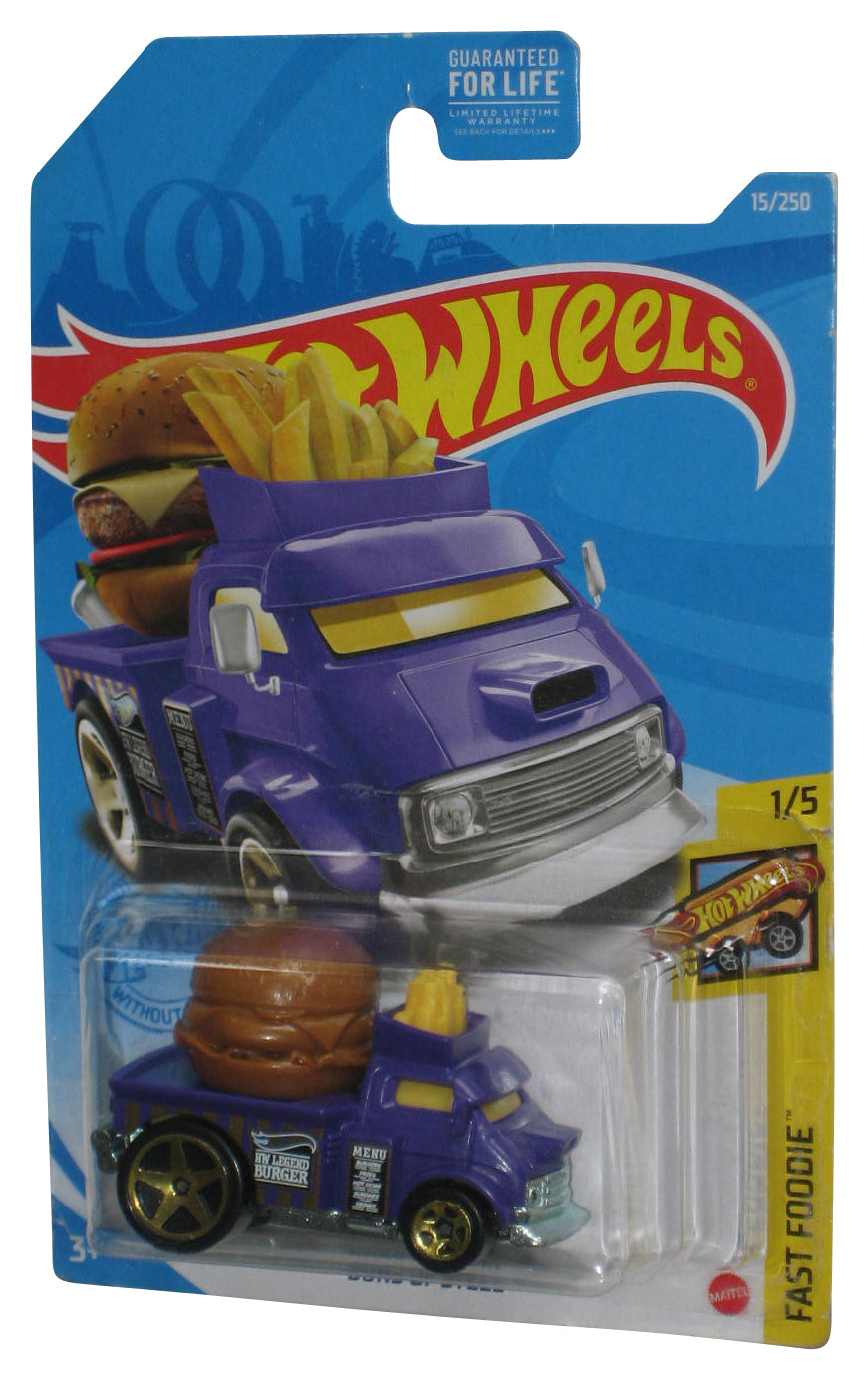 Hot Wheels Fast Foodie 1/5 (2020) Purple Buns of Steel Toy Car 15/250 - (Card Small Tear)
