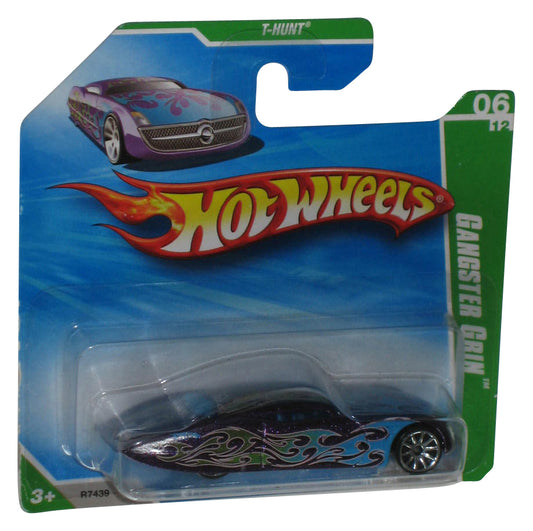 Hot Wheels T-Hunt 6/12 (2009) Purple Gangster Grin Treasure Hunt Car 058/214 - (Short Card)