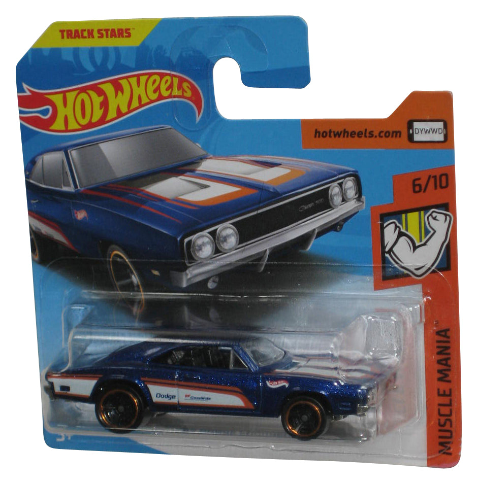 Hot Wheels Muscle Mania 6/10 (2017) Blue '69 Dodge Charger 500 Toy Car 215/365 - (Short Card)