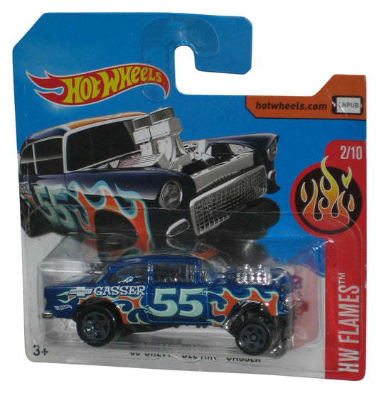 Hot Wheels HW Flames 2/10 (2015) Blue '55 Chevy Bel Air Gasser Toy Truck 109/365 - (Short Card)